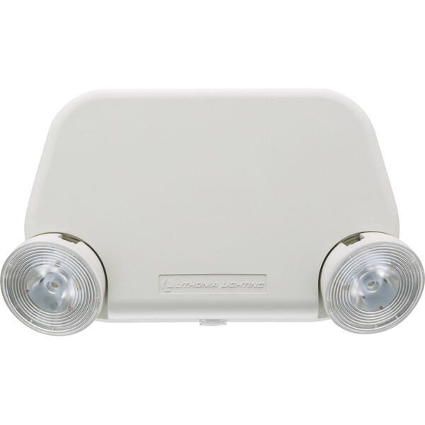 White LED Exit and Emergency Lighting Unit with Plastic Shade and Remote Capacity, image 1